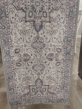 Neutral Gray And Blue Area Rug